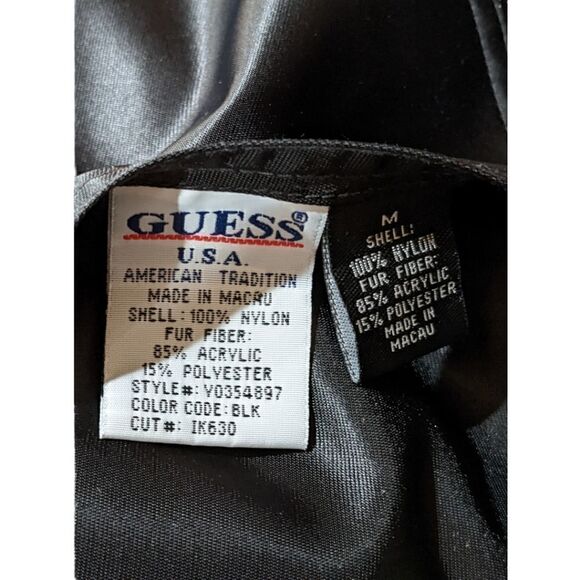 Guess Women's Reversible Full Zip Vest Black & Animal Print Faux Fur Size M - Picture 12 of 13